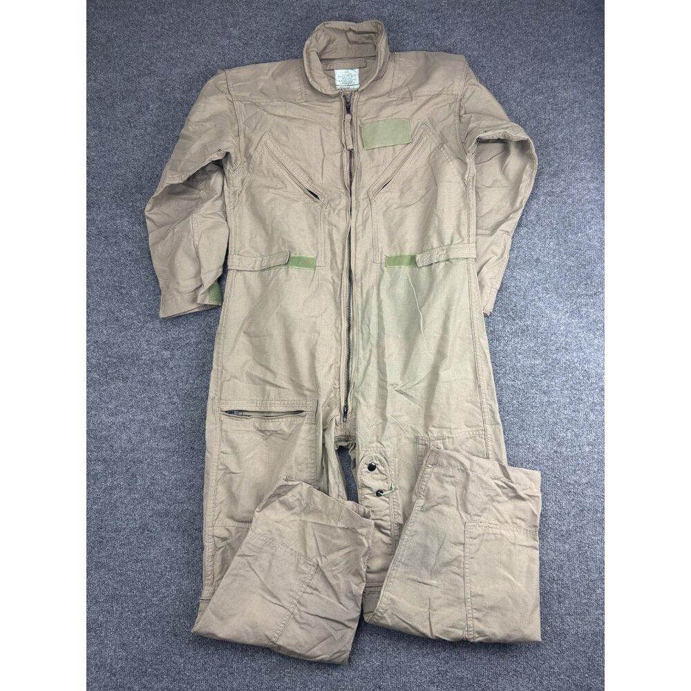 U.S. Military Flight Suit Coveralls Mens 42S Tan CWU-27/P Flyers Flame Resistant